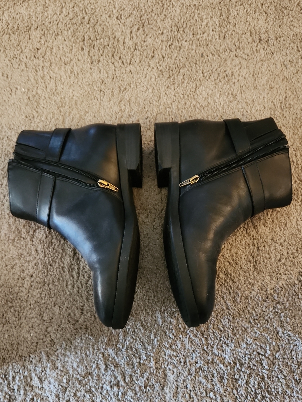 Black Leather Ankle Boots - Picture 2 of 4